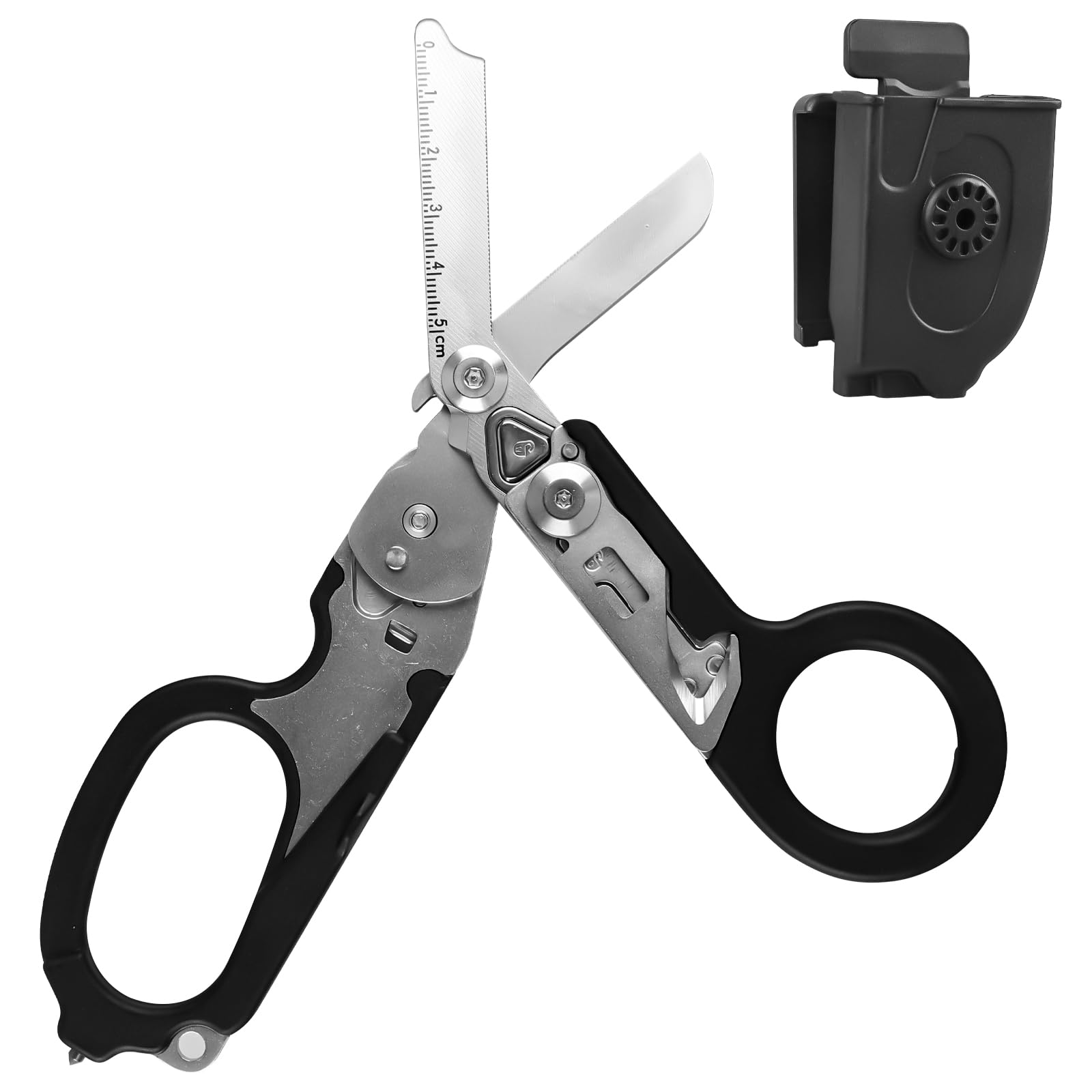 Raptor Response - Tijeras de rescate multifunción con 6 funciones, pinzas plegables de acero inoxidable, tijeras para traumatismos