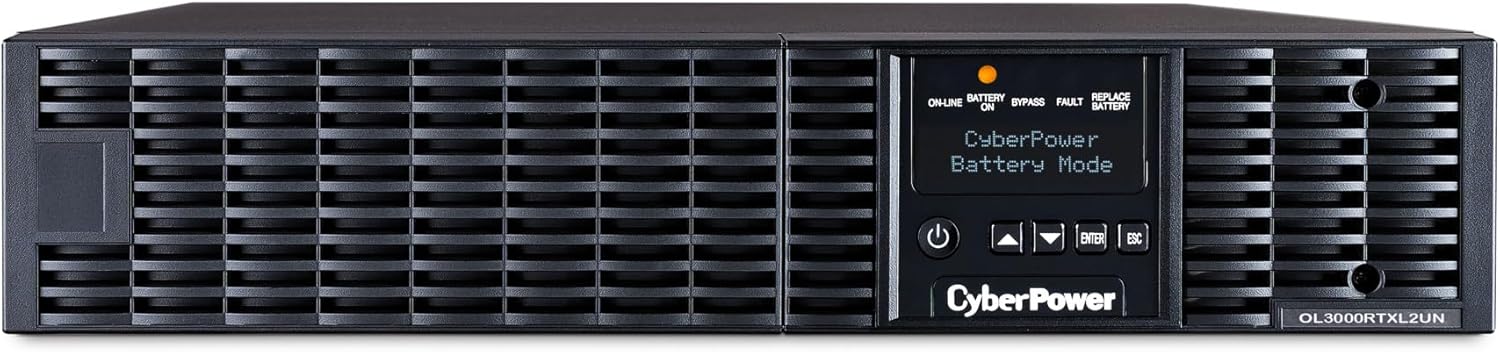 CyberPower OL3000RTXL2UN Smart App Online UPS Battery Backup and Surge Protector, 3000VA/2700W, 7 Outlets, 2U Rack/Tower, Pre-Installed RMCARD205, EBM Option, UL Certified