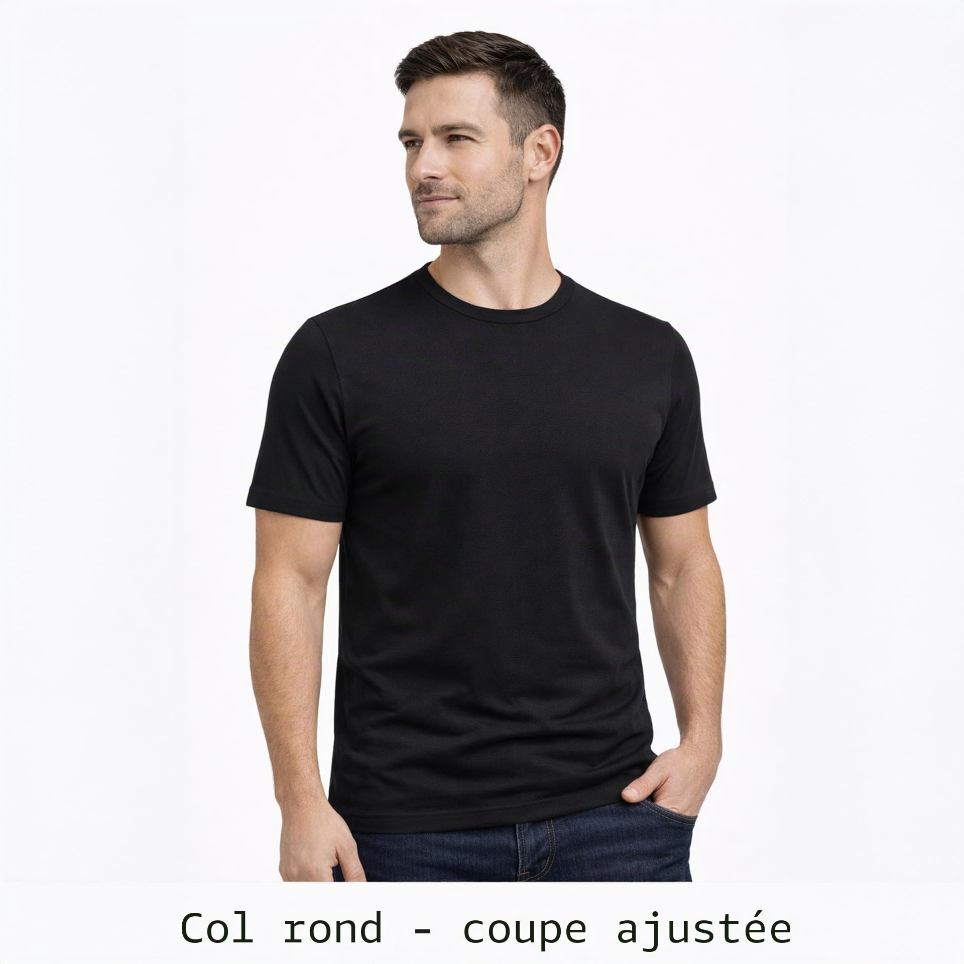 JACK & JONES 12167630 Basic Lot de 3 t-shirts à col rond pour homme Coupe slim Blanc Noir Bleu Gris