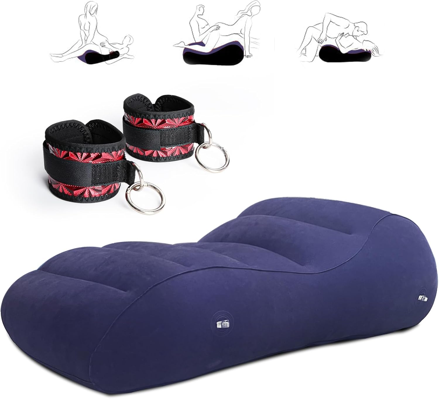 Sex Toy Pillow with Restraint for Couples，Adjustable Sex Chair Sofa for Deep Penetration, Inflatable Pillow with Handcuffs, Adult Sex Furniture for Bedroom, Supportive Sex Position for Men Women