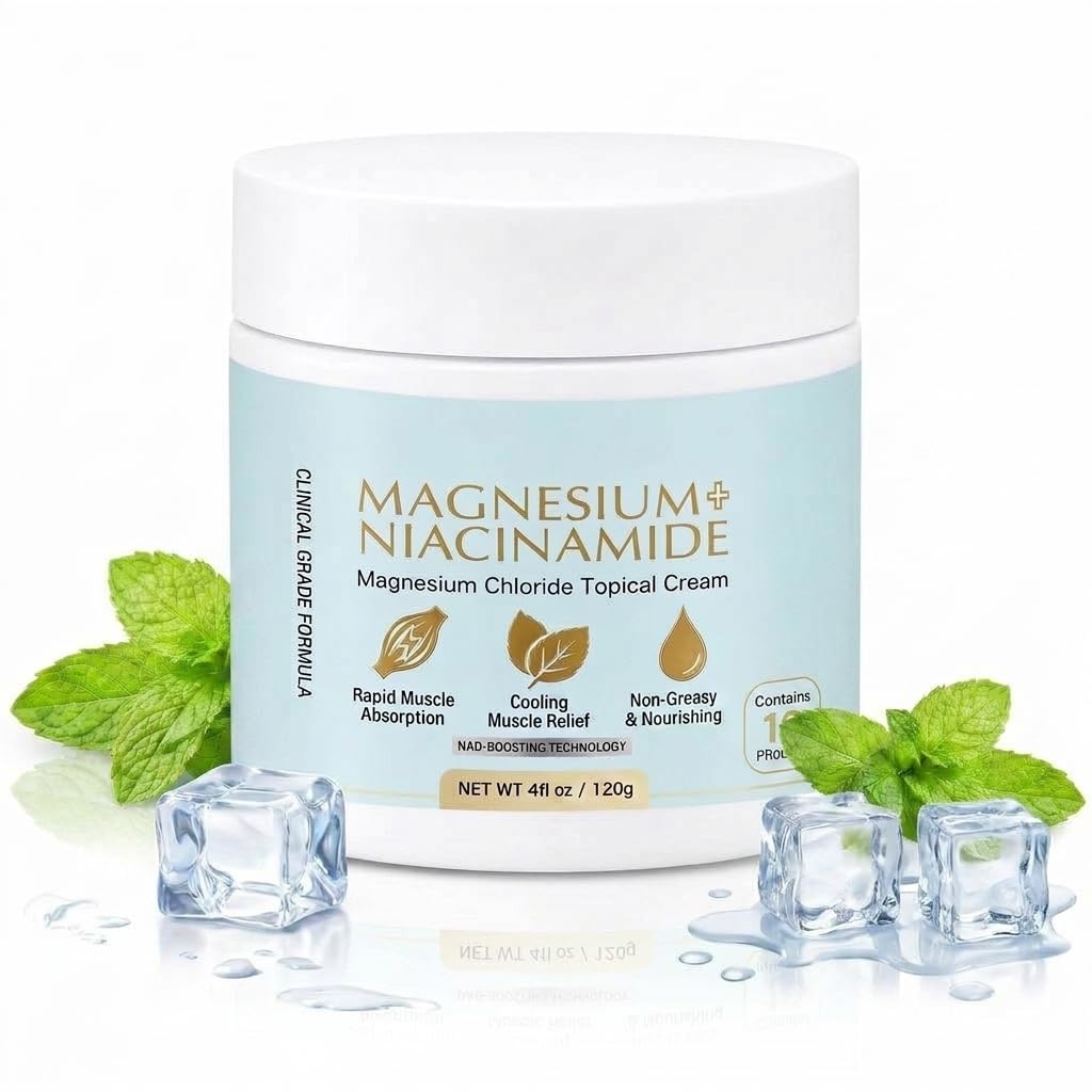 Magnesium Niacinamide Relief Cream,Magnesium Chloride Topical Cream with Arnica,for Joints,back,foot, Lightweight, Non-Greasy, 4oz