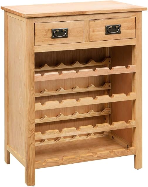 vidaXL Solid Oak Wood Wine Cabinet Drink Bottle Storage Organiser Holder Rack