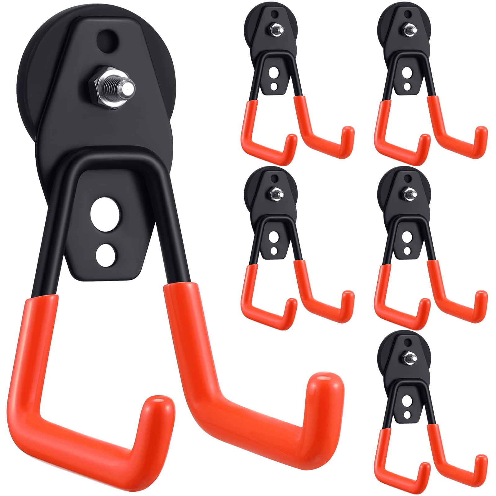 Landhoow 6 Pcs Large Magnetic Hooks Heavy Duty Magnet Hooks, Orange