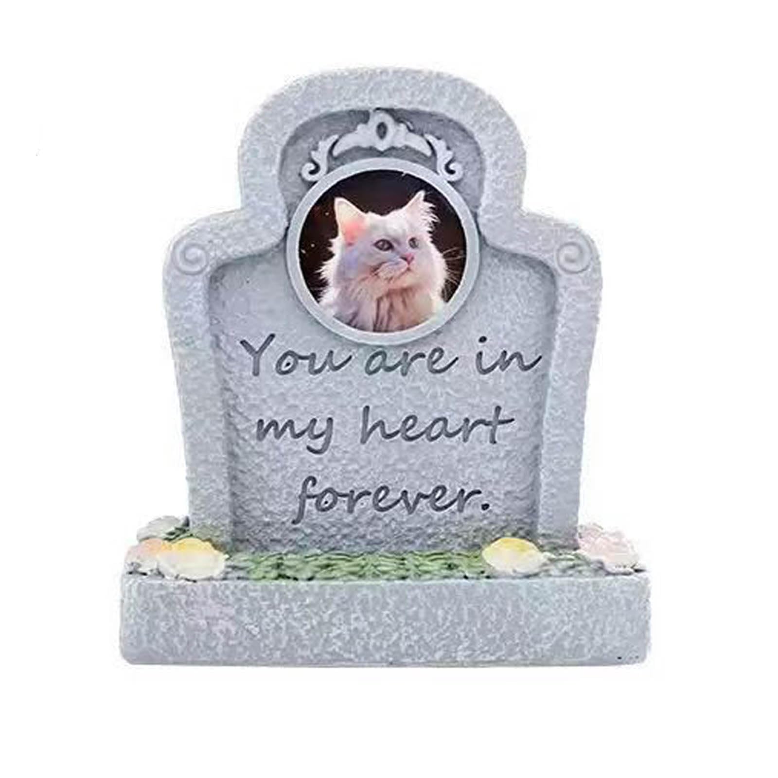 HYFNTEN Personalised Pet Photo Memorial Plaque Resin Keepsake For Dog Or Cat Pet Resin Photo Memorials Personalised Photo Memorial Stone Garden Grave Ornament Gift (Compassion) (Eternity) — image 1