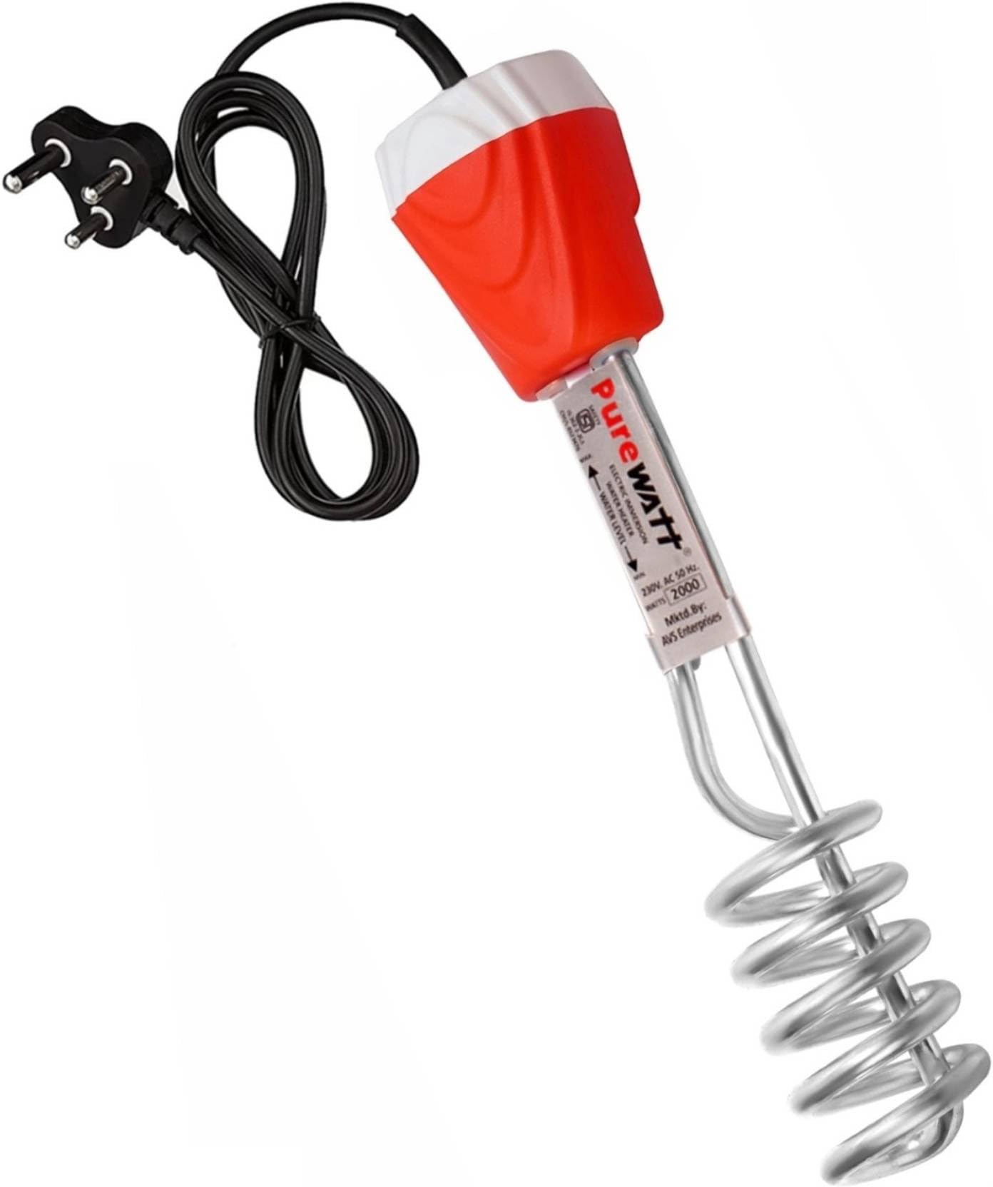 Purewatt 2000 watt Immersion water heater | 100% shock proof body | Heavy copper element | With Bucket clip | ISI certified | Instant Fast Heating | 2 years replacement warranty-image-28