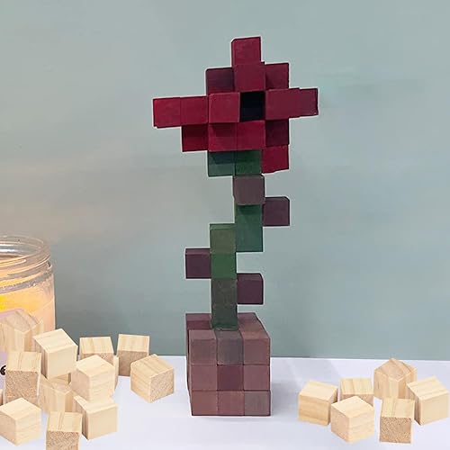 Miniatura 5 de Paquete de 500 bloques de madera para manualidades, cubos de madera de pino de 0.8 pulgadas, cubos de madera de 0.8 x 0.8 x 0.8 in para pintura,