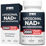Liposomal NAD Supplement with Resveratrol - High Purity NAD Plus 2000 mg, 120 Capsules, Made in The USA - NMN Alternative