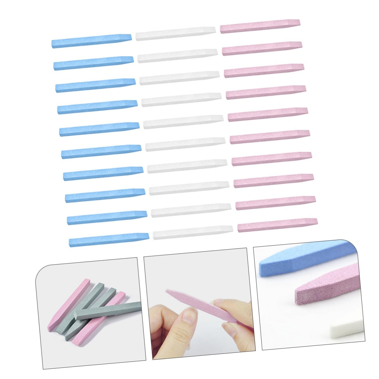 Gatuida Limas de Uñas de Piedra 30piezas para Manicura y Pedicura, Herramientas Seguras para Eliminar Pegamento y Empujador de Cutículas para Chicas y Mujeres