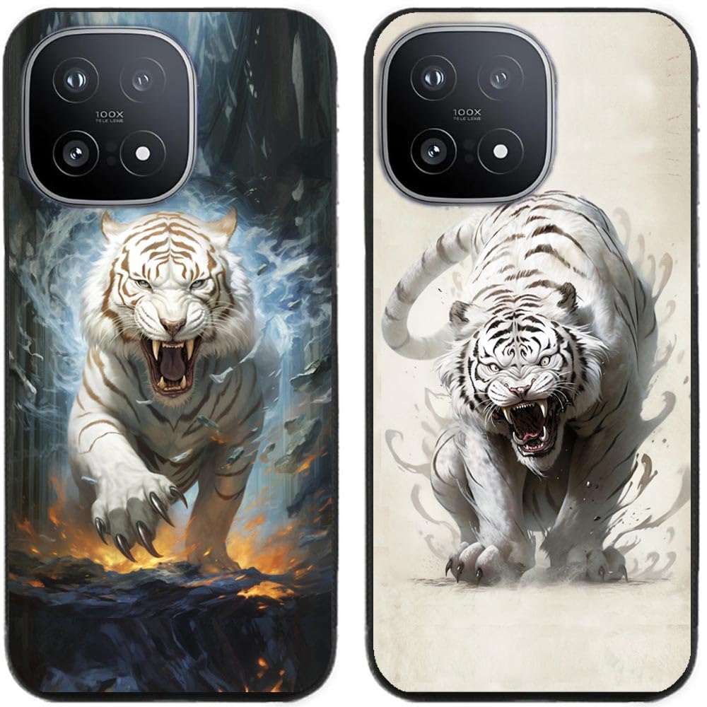 Case For VIVO IQOO 15,White Tiger Printed Durable Degradable TPU Silicone Gel Thin Back Phone Case Cover,2 Pcs/lot
