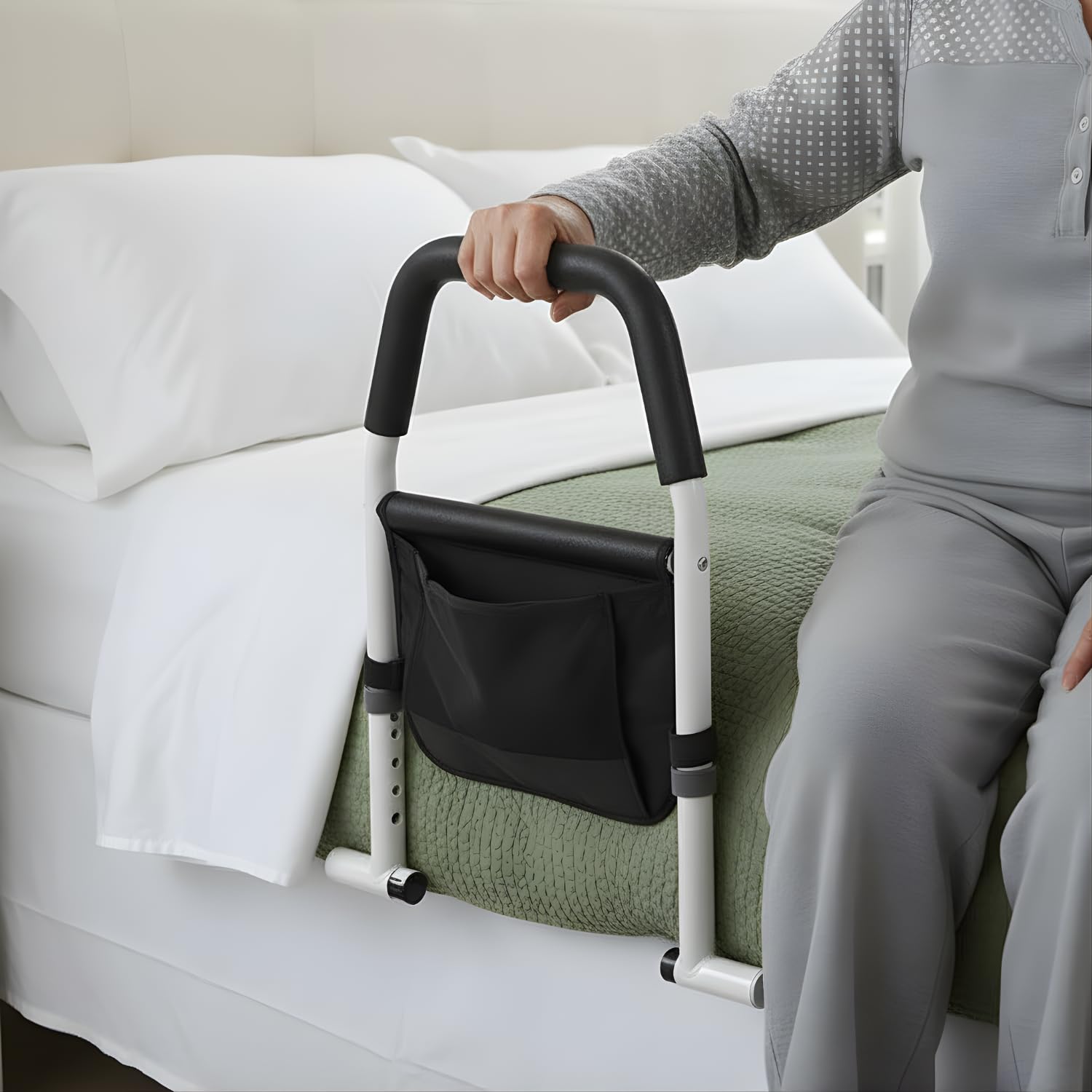 Lexara Bed Assist Rail - Adult Bedside Standing Bar for Seniors, Elderly, Handicap - Fit King, Queen, Full, Twin - Adjustable Fall Prevention Safety Handle Guard Patients & Pregnant Women-image-1
