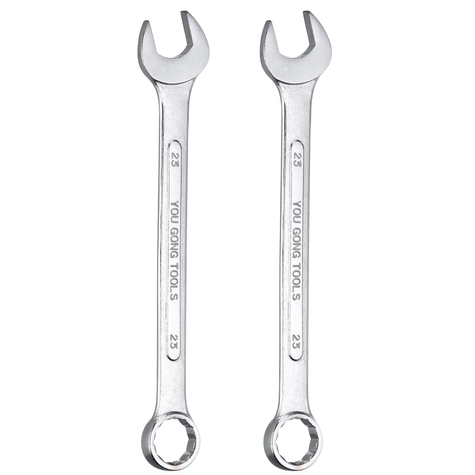 sourcing map 2Pcs Metric Combination Wrench 23mm Open End & 15-Degree Offset 12-Point Box End Double Ended Wrenches Spanners Tools for Household Automotive Machinery DIY Repair