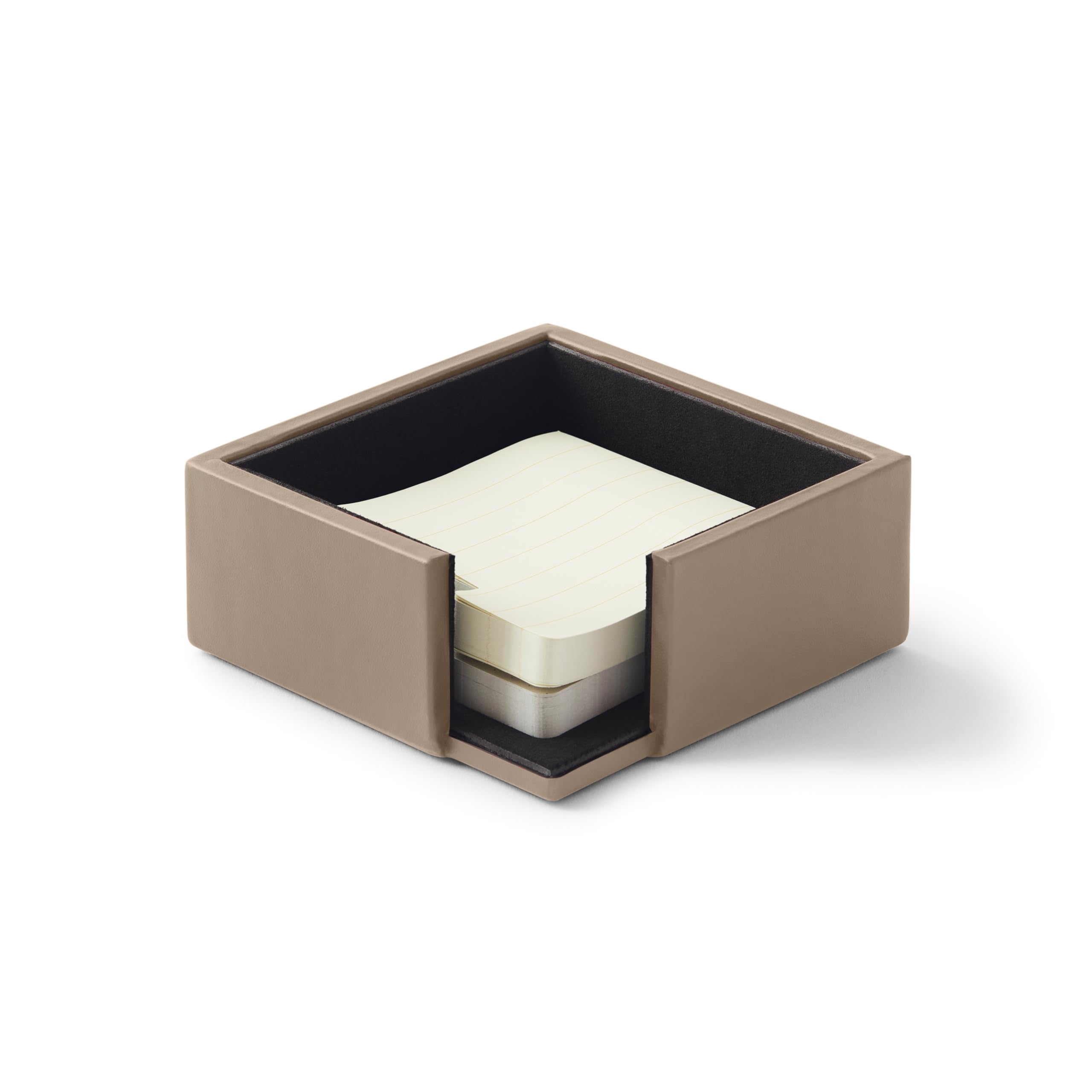 Eglooh - Minerva - Portamemo Quadrato in Cuoio Grigio Tortora - Porta Foglietti da Scrivania, Blocchi Note, Appunti - cm 11,2 x 11,2 x H.4,5 - Interamente Made in Italy