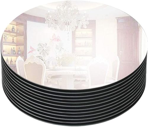 Murrey Home Bandejas redondas de espejo de 12 pulgadas con borde biselado, placas de vela de espejo circular para centro de mesa, decoración de