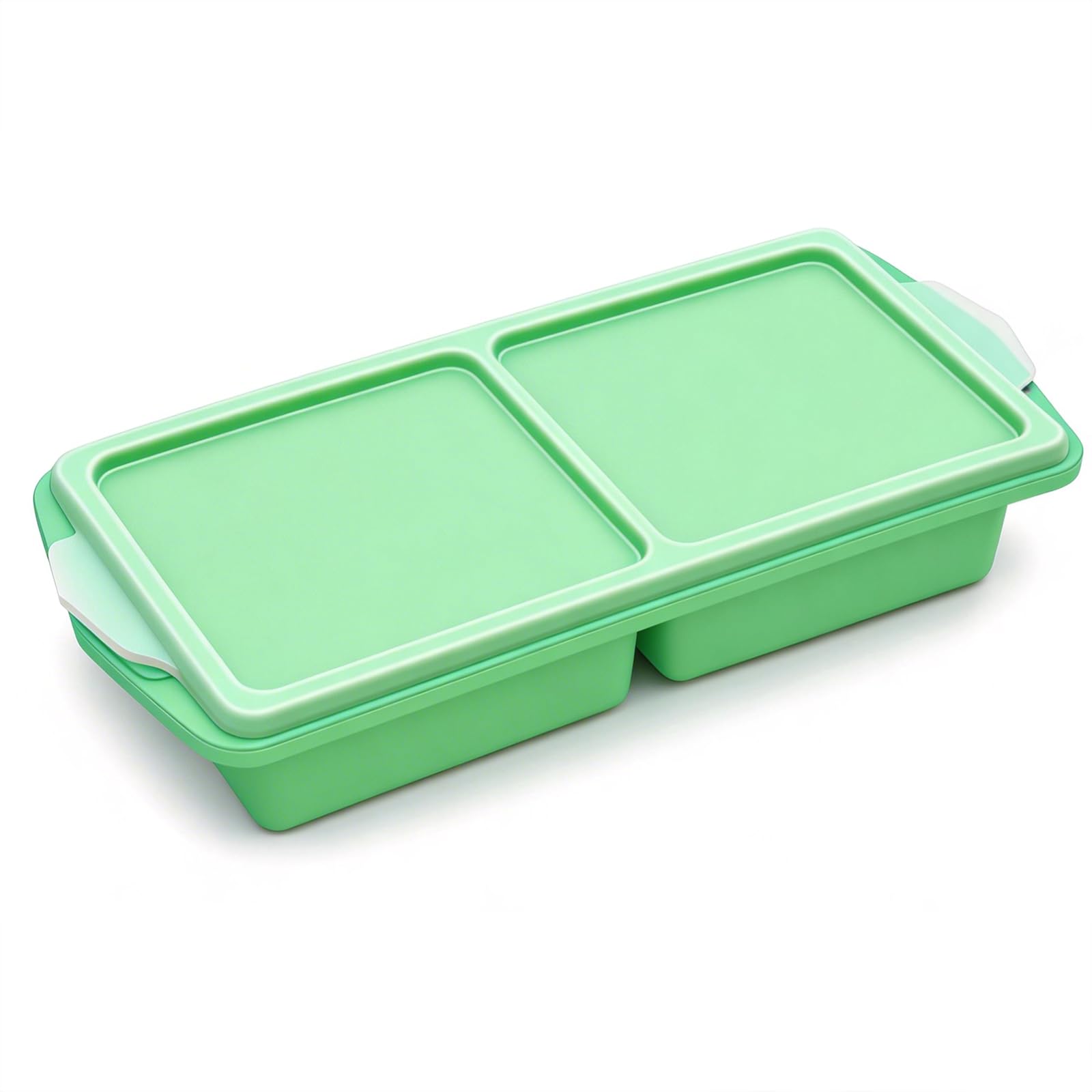 Souper Cubes,Silicone Freezer Moulds with Lids,Soup Containers,2-Compartment Freezer Storage Boxes,Made from Food-Grade,Materials,Dishwasher-Safe(724-1PCS-Green)