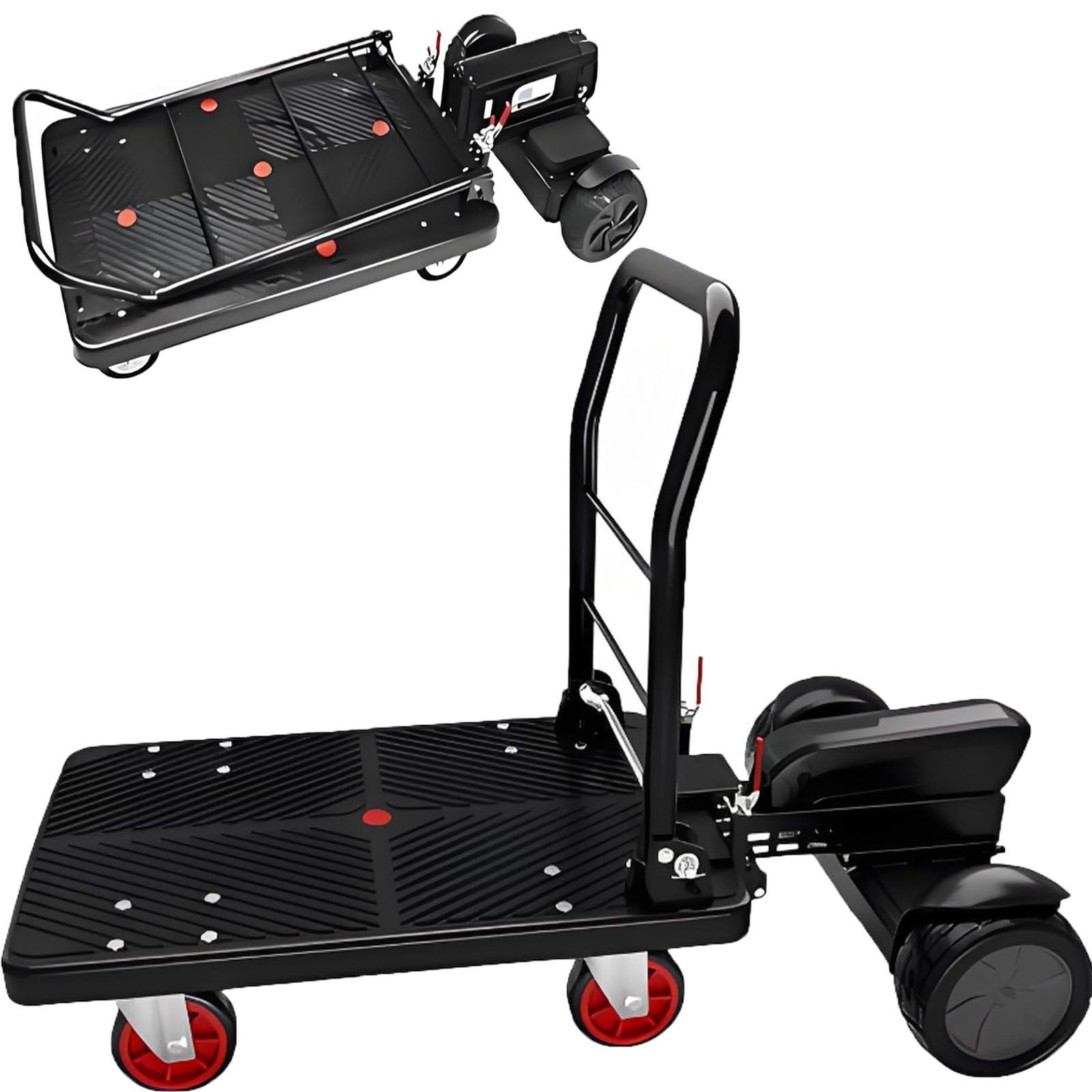 Carrello A Piattaforma Elettrico 2026, Transpallet Elettrico, Ruote da 8" per Tutti I Terreni, Portata 300 kg, Autonomia di 35 Km, Carrello A Pianale Pieghevole Motorizzato 90 * 60cm