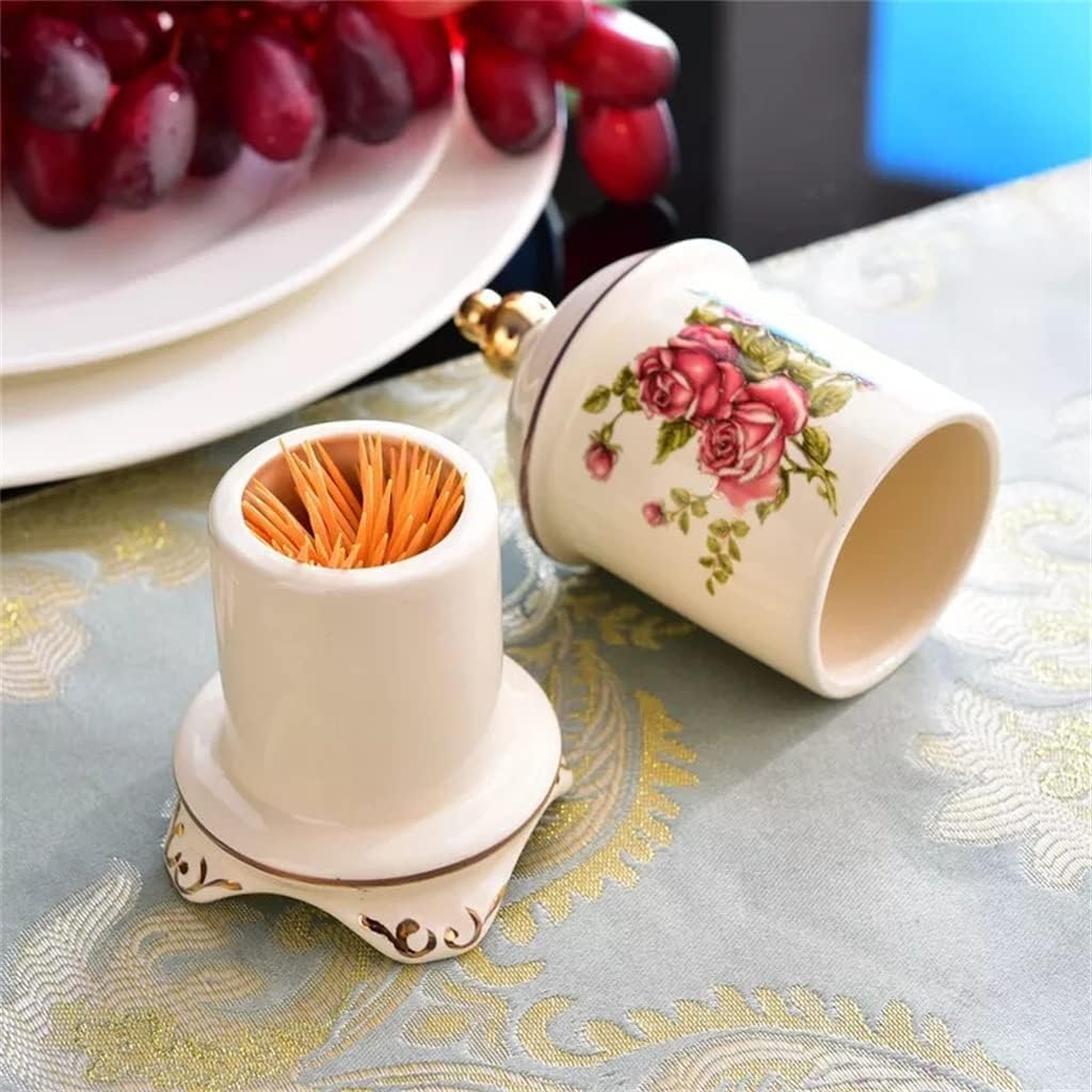 Ceramic Toothpick Holder Portable Bathroom Cotton Swab Storage Organizer Desktop Kitchen (Color : B, Size : As the picture shows)