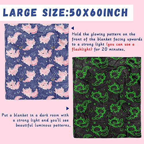 Image of GEULAY Twin Size Axolotl Blanket for Bed & Couch, Cute Cozy Home Room Decor for Kids Teen Girls, Soft Salamander Twin Fleece Throw Blanket for Birthday All Season Decor 60x80inch