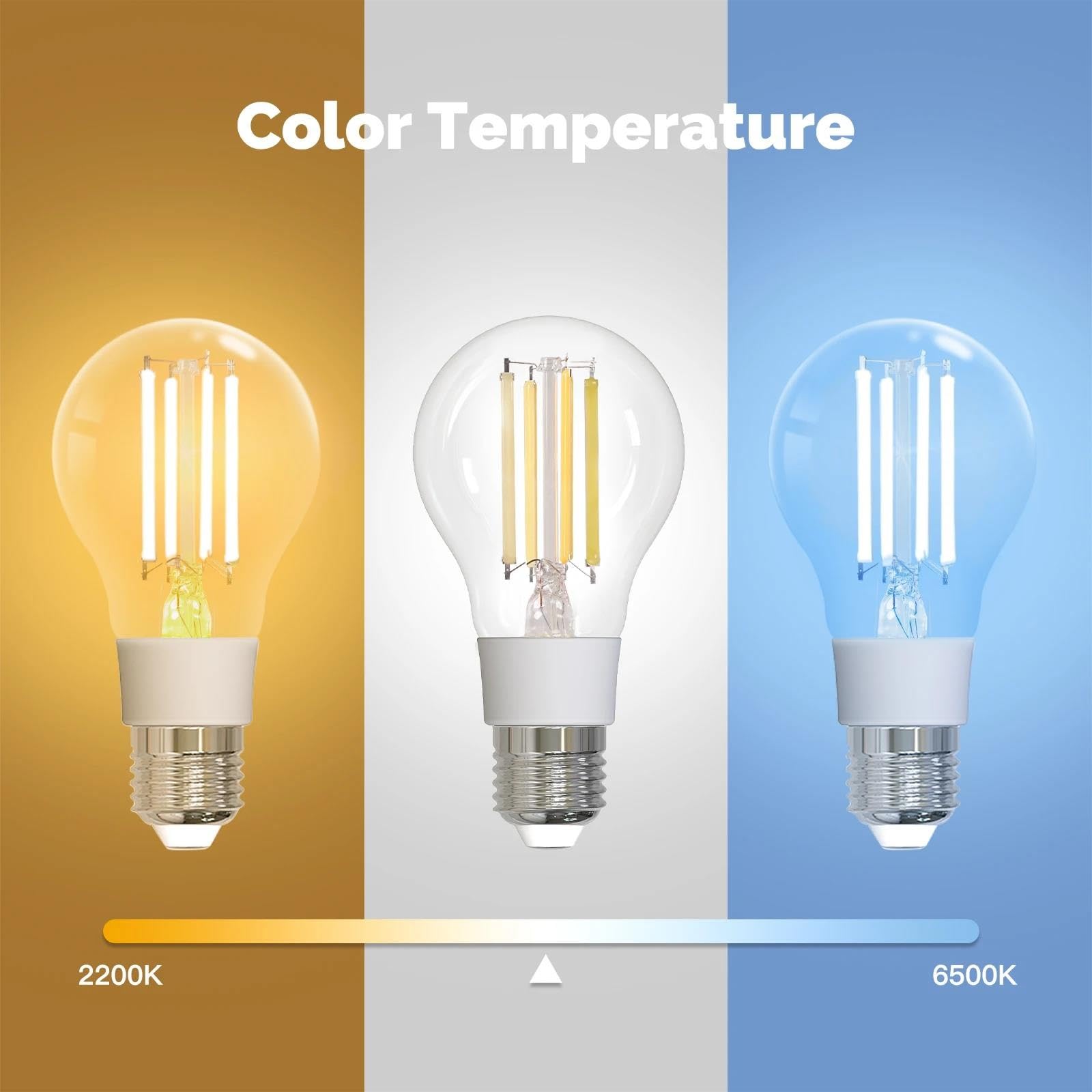Ampoule Filament Intelligente Éclairez Votre Maison Facilement Avec Scène E27 Économie D'énergie Personnalisez La Lumière Par Temps 7W Contrôle Via L'application Tuya,3pcs