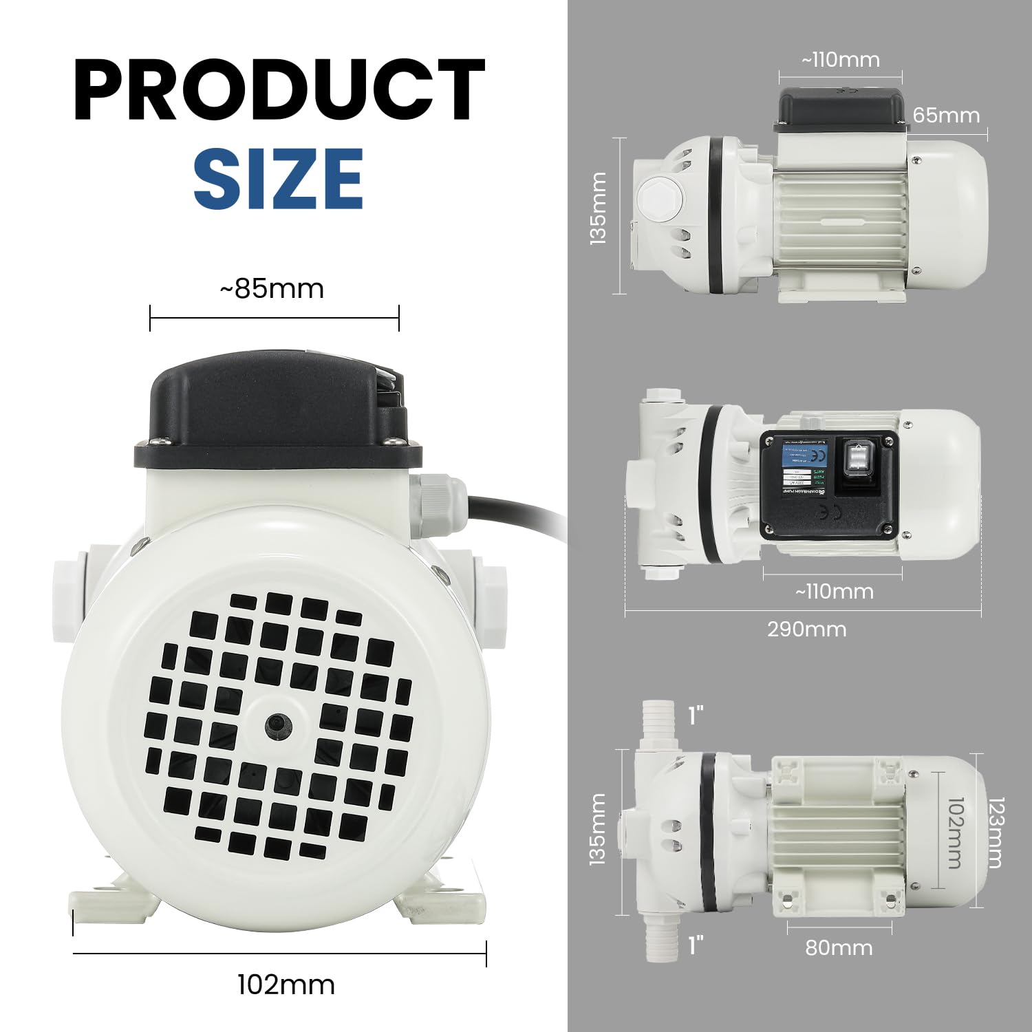 Mxmoonant 220V AC Multi-Flüssigkeits-Membranpumpe, 25 Psi, 1.7 Bar, 400W, 40 Lpm/min, Selbstansaugend, Start/Stopp auf Knopfdruck, für Diesel, Harnstoff, ADblue, DEF, Getränke