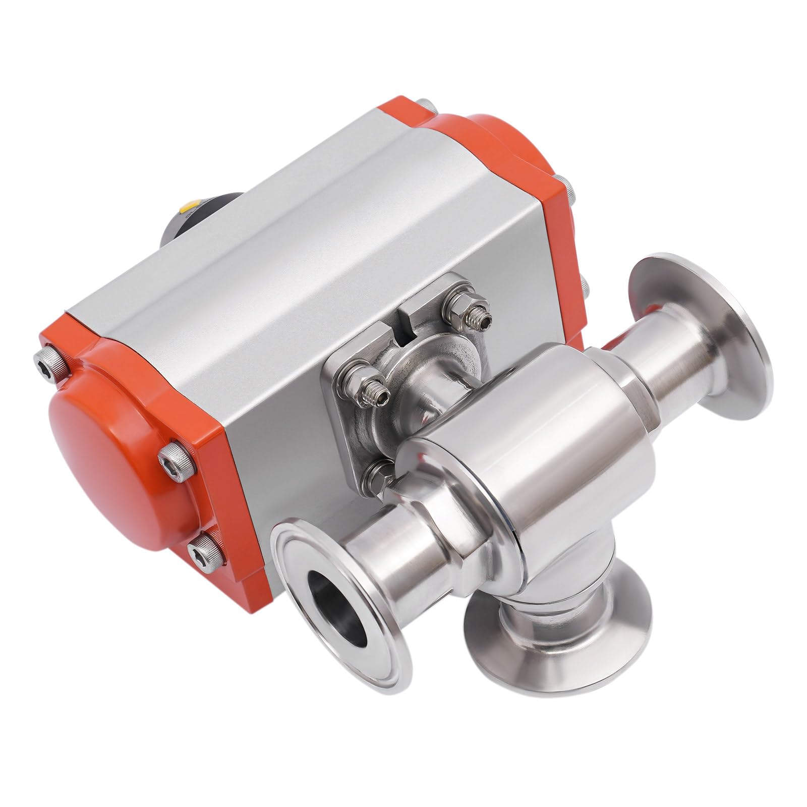 304 Ball Valve Pneumatic Valve Sanitary Three way Quick Release Ball Valve 3 ports Pneumatic Ball Valve Stainless Steel (1 inch)