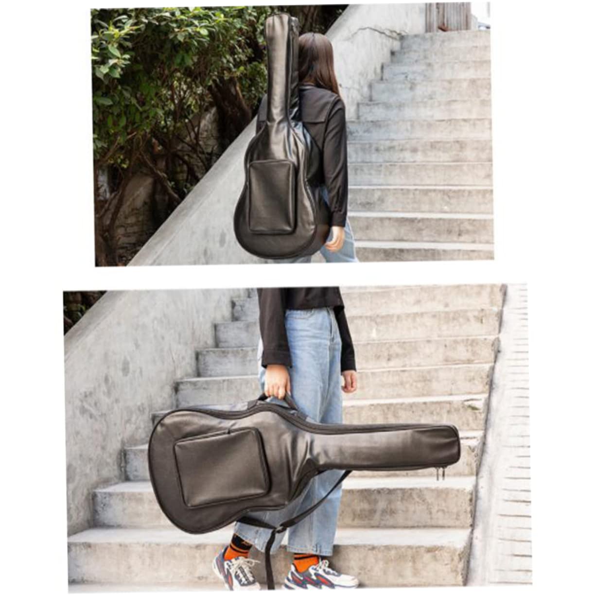 FUNOMOCYA 1Pc Acoustic Guitar Bag with Double Shoulder Straps Ergonomic Design Durable Outer Pocket for Music Accessories for Travel