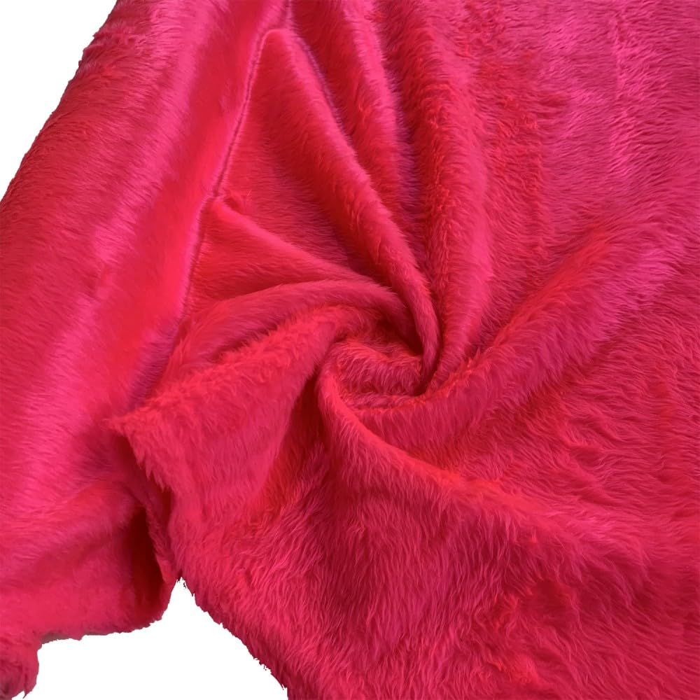 EU Fabrics Premium Short Pile Fur Fabric | Acrylic Teddy Bear 14mm Fur Material Fabric | Ideal for Crafting Soft and Furry Sculpture Animals, Toys, Blankets, and Throws (Cerise, 1 METRE X 150CM)
