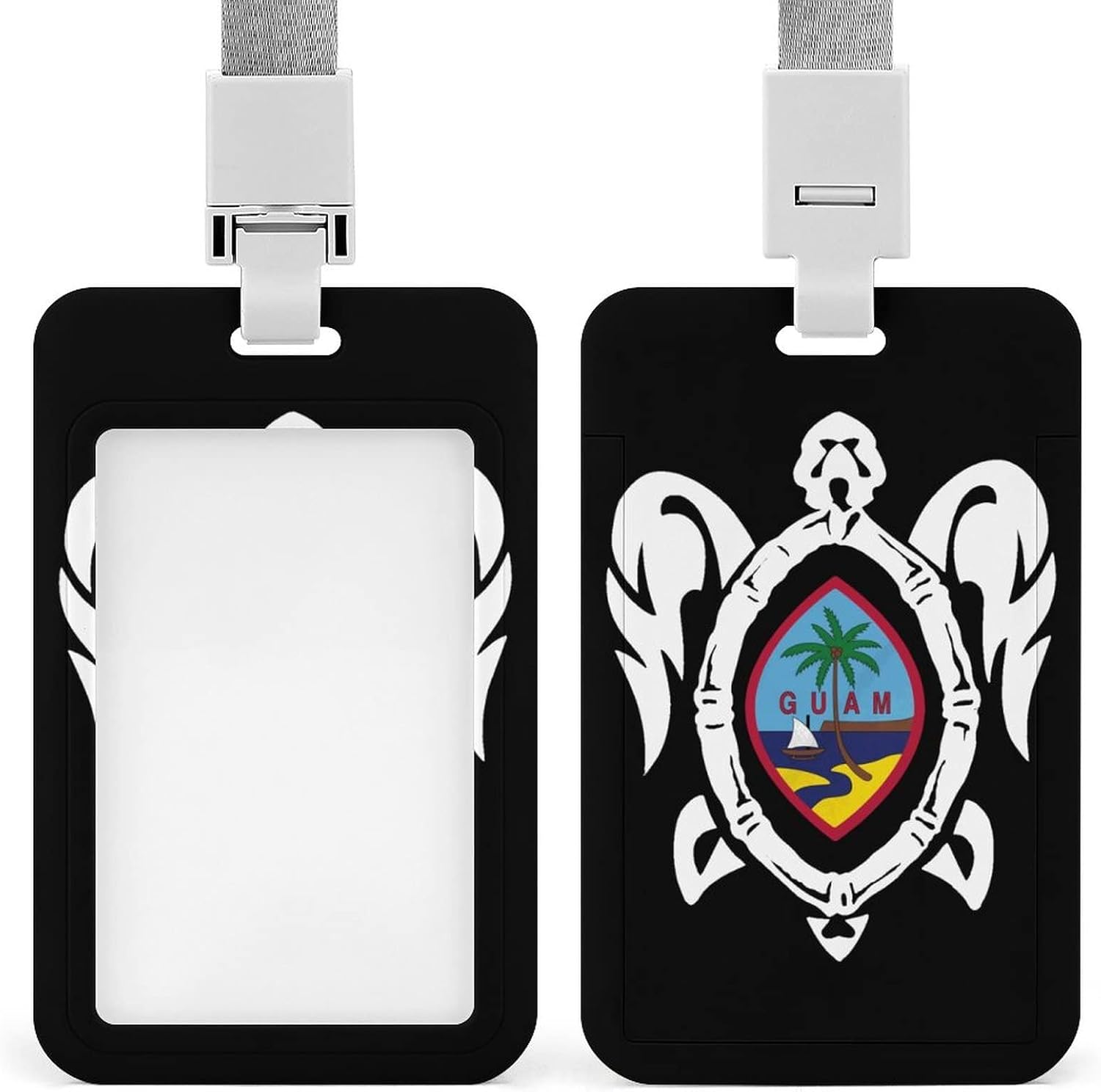 Guam Flag Turtle Funny ID Badge Holders Vertical Name Card