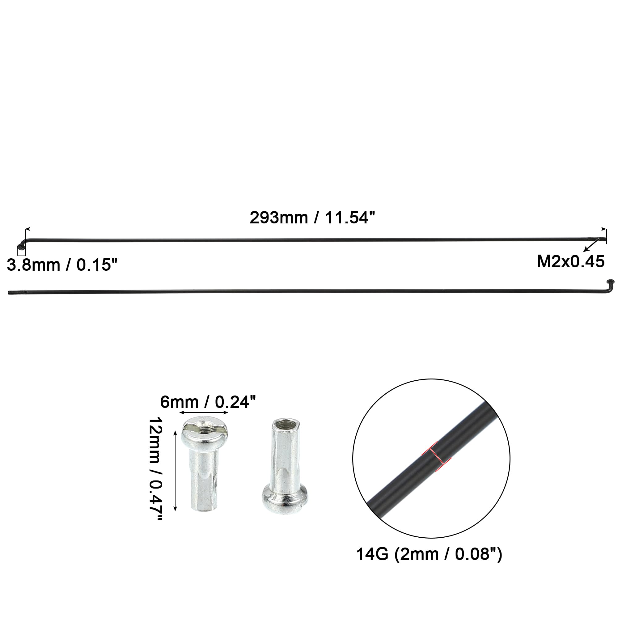 QUARKZMAN 12 sztuk 14G J Bend 293 mm Szprychy rowerowe Szprychy rowerowe Czarne
