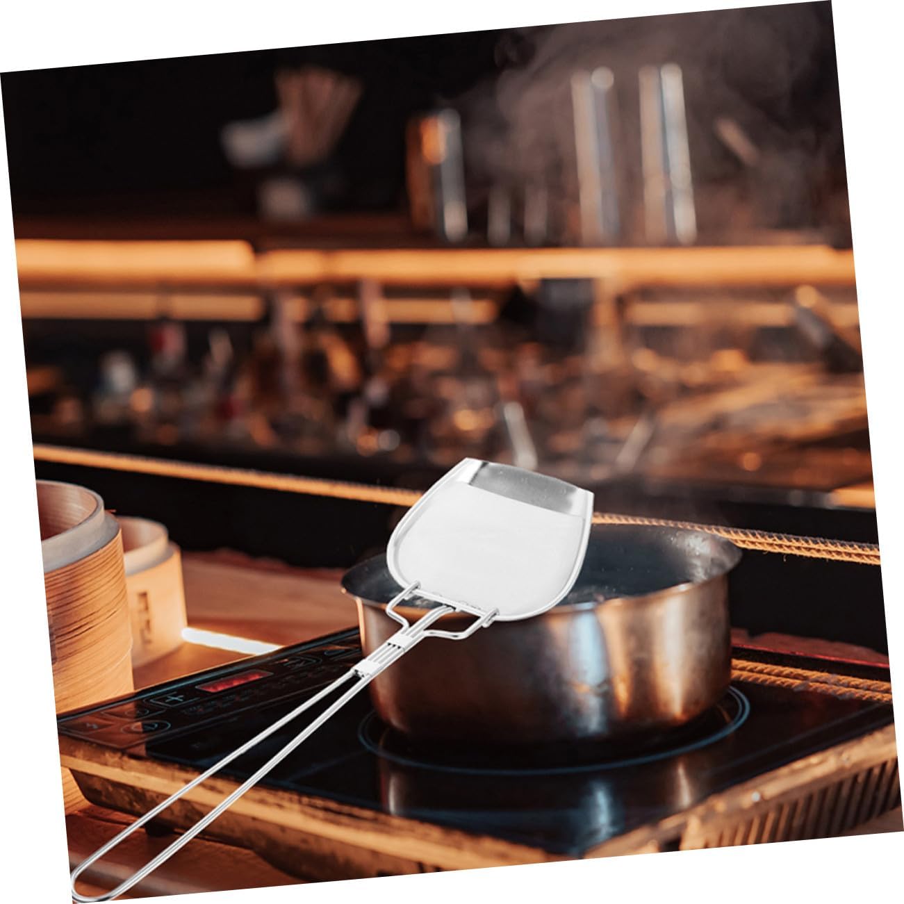 2 Pcs Stainless Steel Fryer Skimmer with Fine Mesh Oil Strainer Spoon for Kitchen Fried Food Long Handle Skimmer Ladle for Chicken Fries and Cooking Grease Filtration Easy to Clean