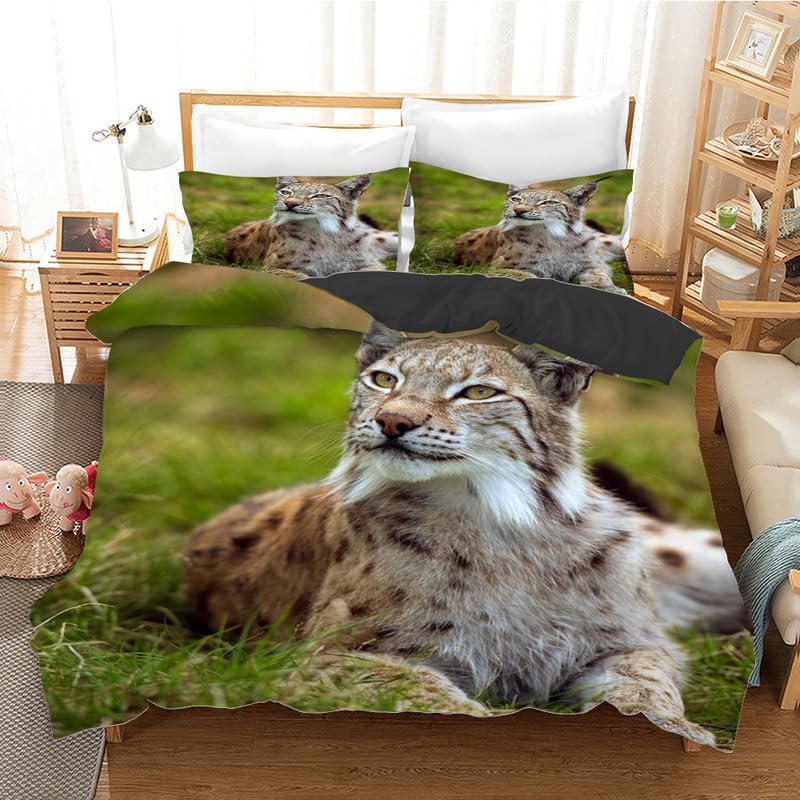 Housse de couette 140x200 microfibre Lynx vert sauge avec taies