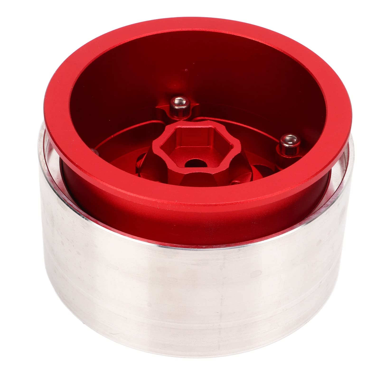 4 cerchi per ruote di auto RC, ruote di ricambio in lega di alluminio per auto RC SCX6 1/6, ruota da 2,9 pollici leggera e resistente per auto telecomandate fuoristrada, con forte (Rossa)
