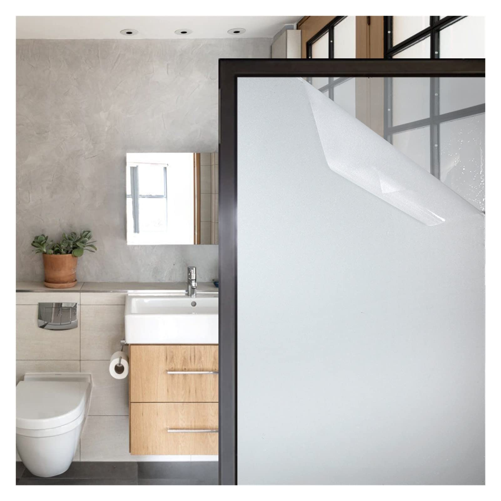 Fensterfolie, mattiert, dekorative Fensterfolie, blickdicht, selbstklebend, Glas, Vinylfolie, Zuhause, A, 90 x 300 cm