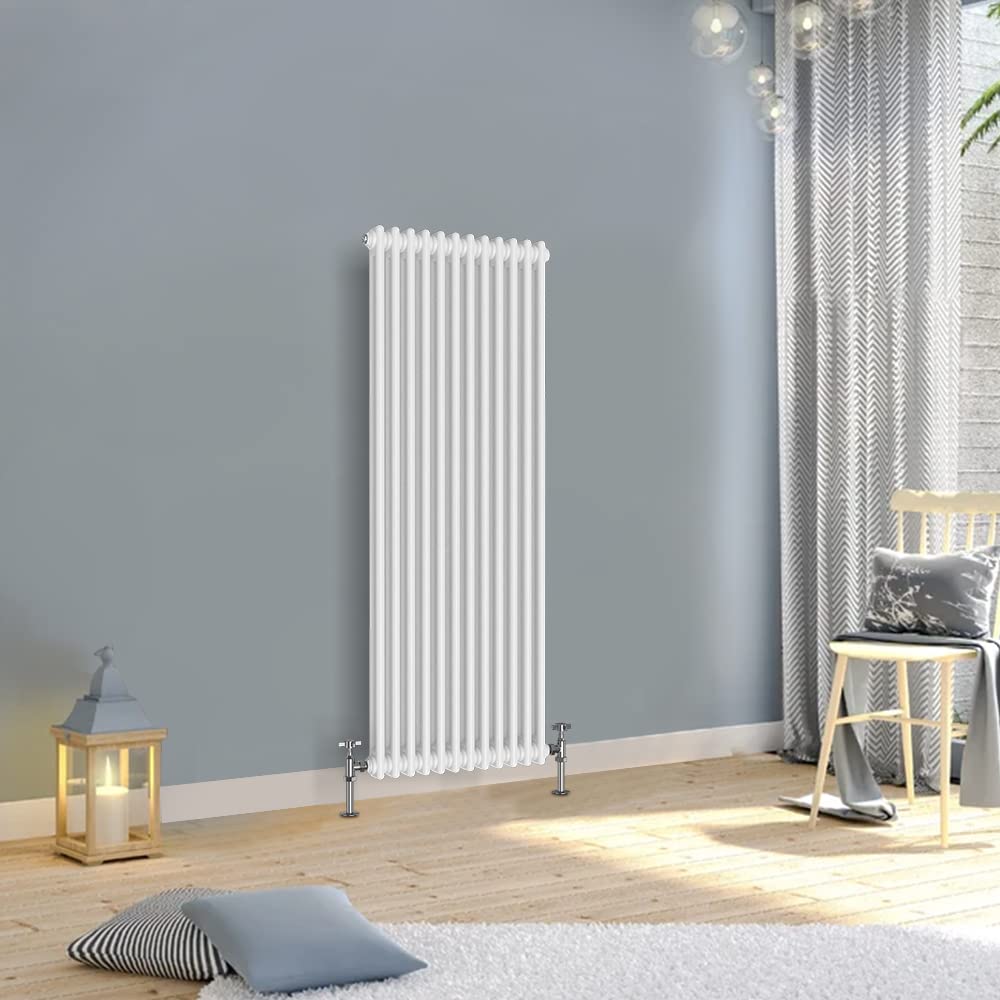 Warmehaus White 1500X560mm Vertical Traditional Radiator 2 Column Cast Iron Style Tall Upright Radiator Central Heating