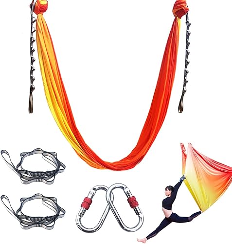 Miniatura 10 de FOSER - Hamaca de yoga con diseño de habilidad aérea para yoga, kit de hamaca antigravedad, con cadenas de margaritas, con guía de uso, muchos