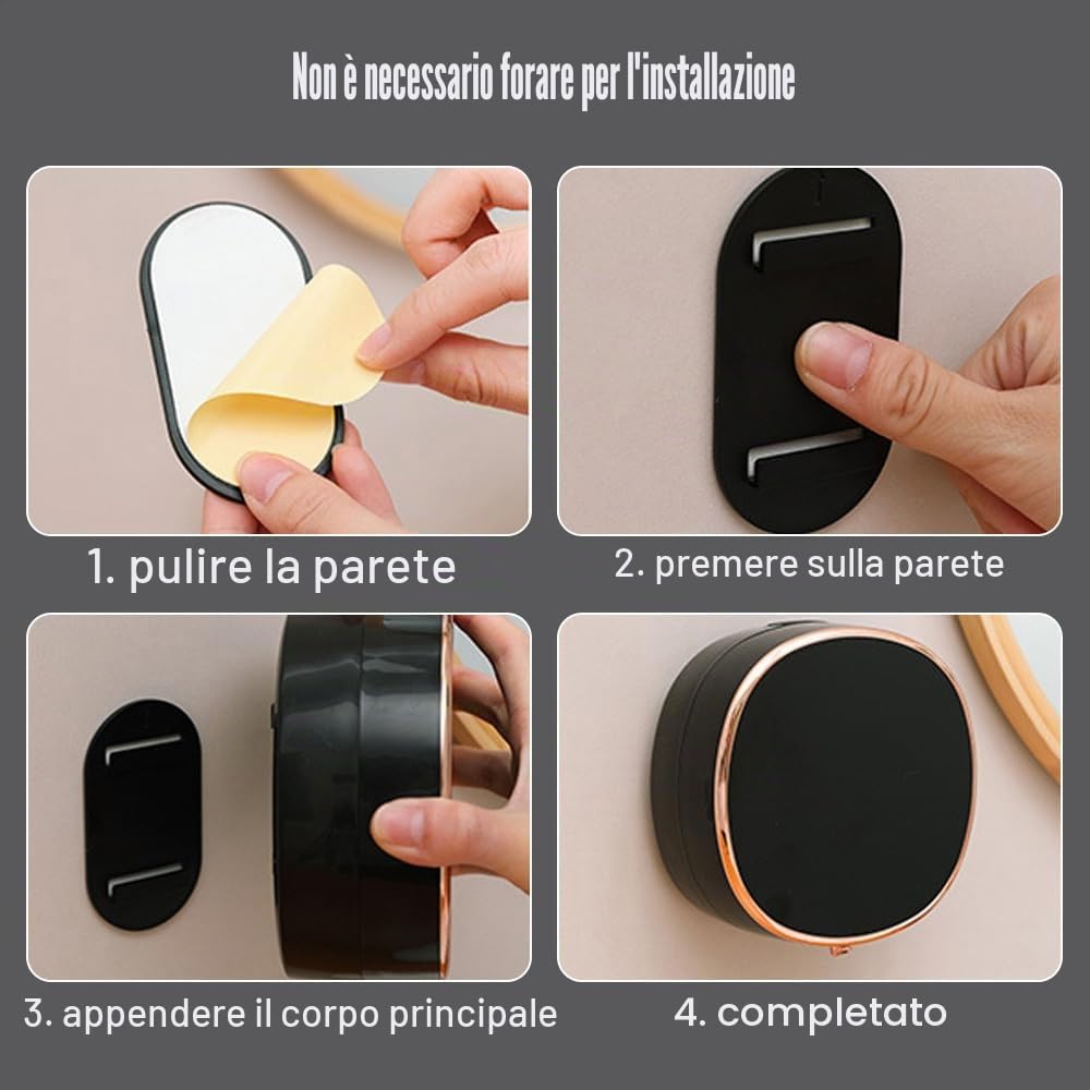 Dispenser Sapone Automatico, 280ML Distributore Sapone con Sensore Regolabile a 3 Velocità, Dosatore Sapone Schiuma da Parete per Bagno, Cucina, Casa, Ufficio