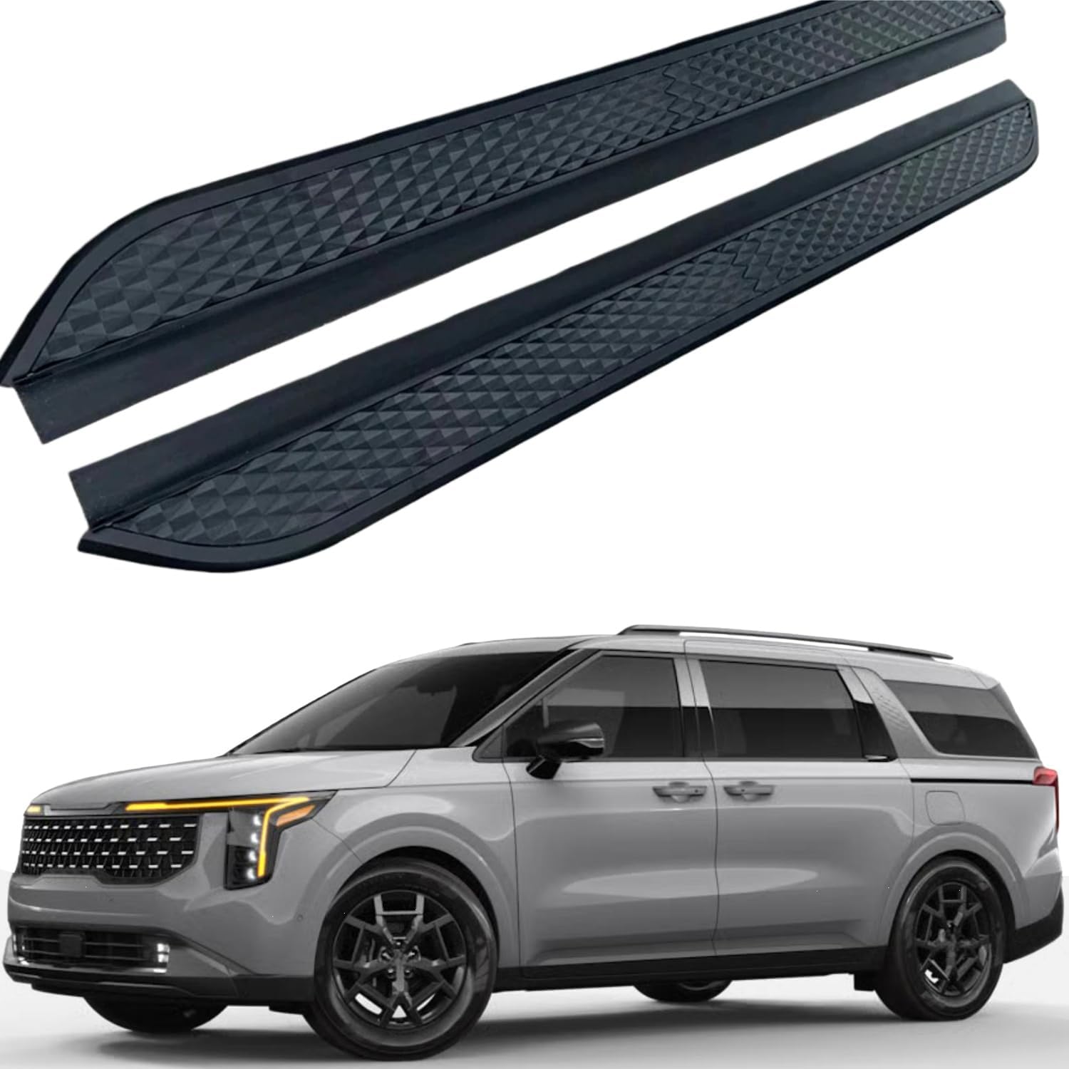 Running Boards Compatible with Kia Carnival KA4 2022-2026 Side Steps Nerf Bar 2Pcs Pedal Board&Brackets,Diamond-Textured