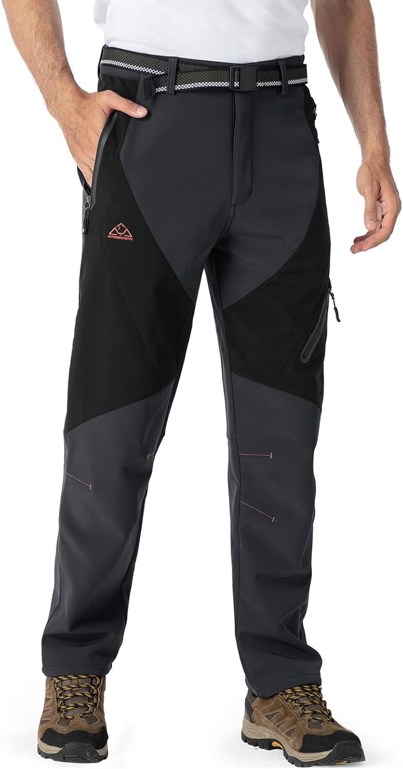 YSENTO Men's Fleece Lined Ski Snow Pants Winter Waterproof Softshell Insulated Hiking Cargo Pants - Image 7