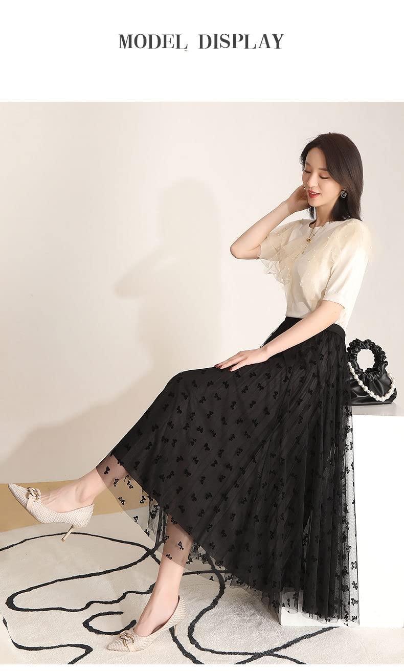 Jupe plissée Femmes Réversibles Jupe Arc Floquée À La Taille Haute Taille Une Jupe Plissée De Fil