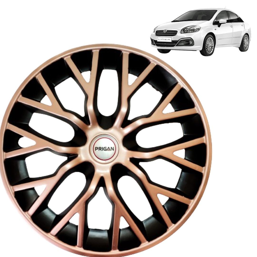 Prigan Wheel Cover for Linea Emotion Copper Black Wheel Cover 16" for Linea Emotion (Set of 4 Pcs) (Press Fitting) Model Name- Phantom Copper Black 16