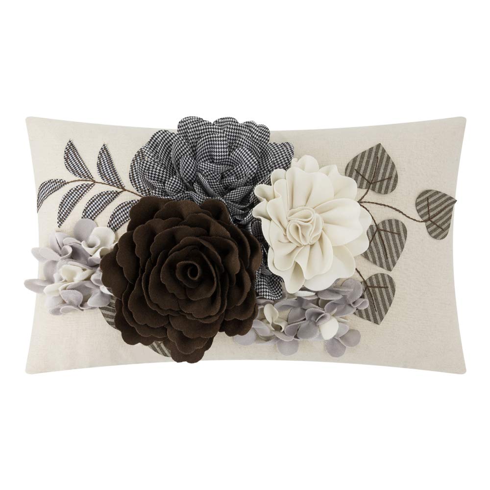 JWH Decorative 3D Flower Throw Pillow Cover Aesthetic Floral Accent Pillow Cases Colorful Pillowcase Handmade Cushion for Farmhouse Living Room Sofa