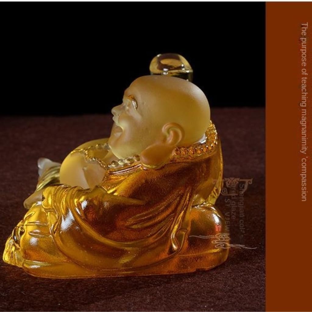 部屋の装飾 古代の色の釉薬の車の内装装飾品弥勒仏僧のインゴットの