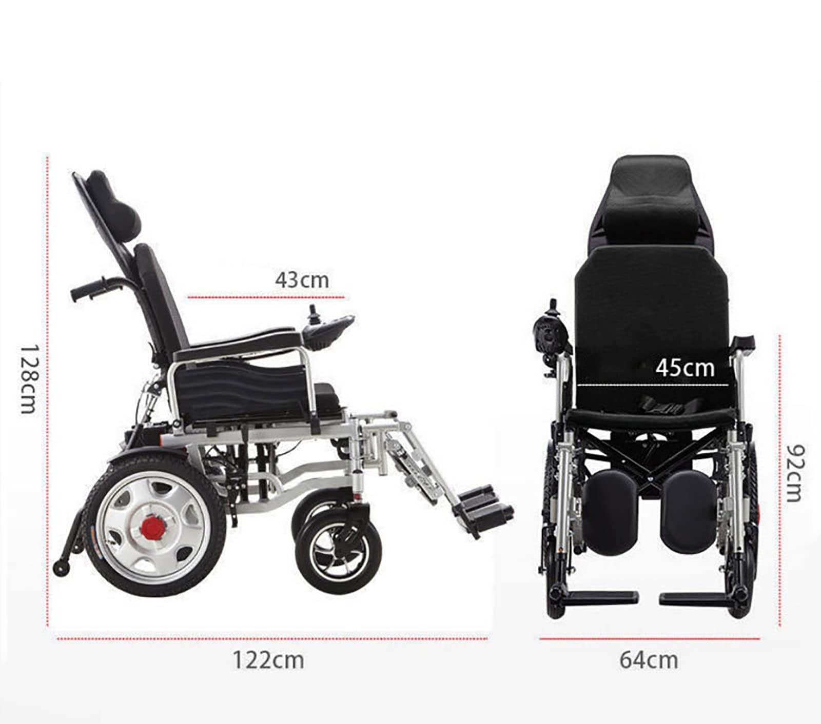Sedia a rotelle elettrica per impieghi gravosi, sedia a rotelle elettrica pieghevole e leggera; Joystick, capacità di peso 120 kg, portatile, uso interno ed esterno