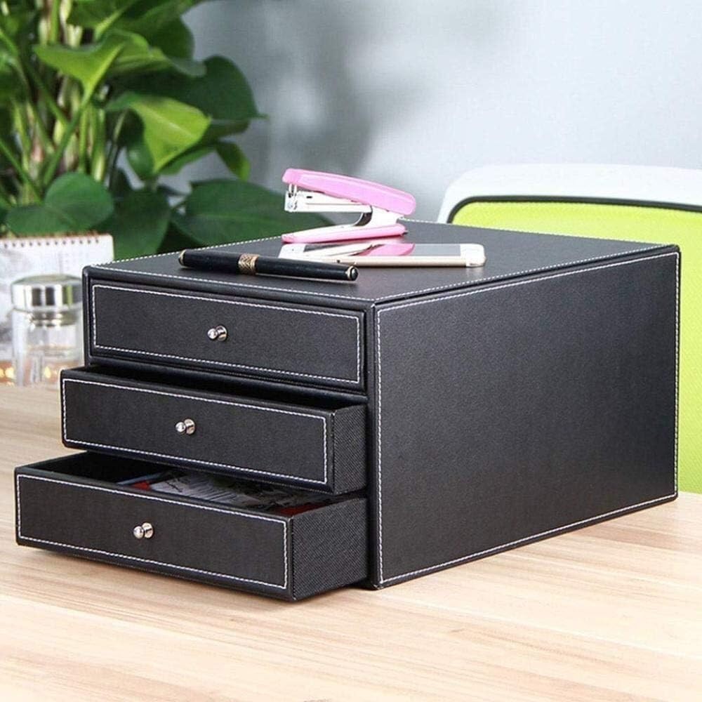 Schedario 3 cassetti Schedario Desktop Organizer for file in pelle Libreria 25 * 33 * 18 cm