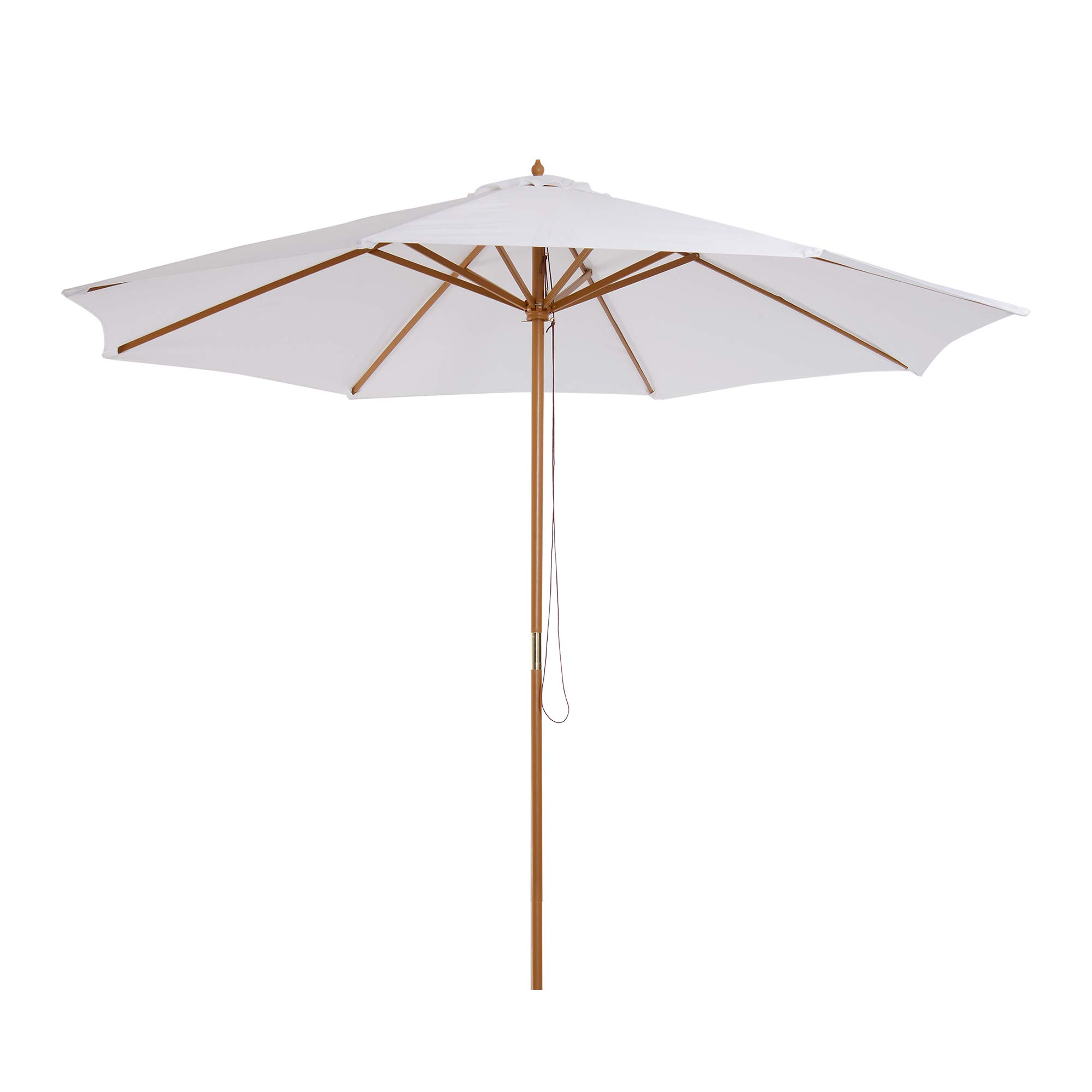 Outsunny Sombrilla Parasol de Jardín Ø300x250 cm con Sistema de Pestillo de Fijación Techo Ventilado y Poste Desmontable de Madera para Terraza Patio Exterior