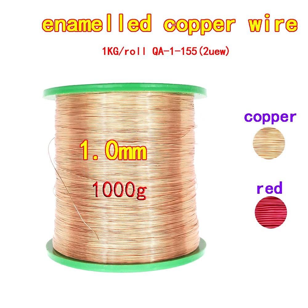 1pc 1000g/roll Fil de cuivre émaillé 0.04mm 0.05 0.06 0.2mm 0.8mm 1.3 Fil magnétique for Relais de Bobine d'inductance enroulement de Bobine électrique (Color : 1.0mm 1kg, Size : Copper)
