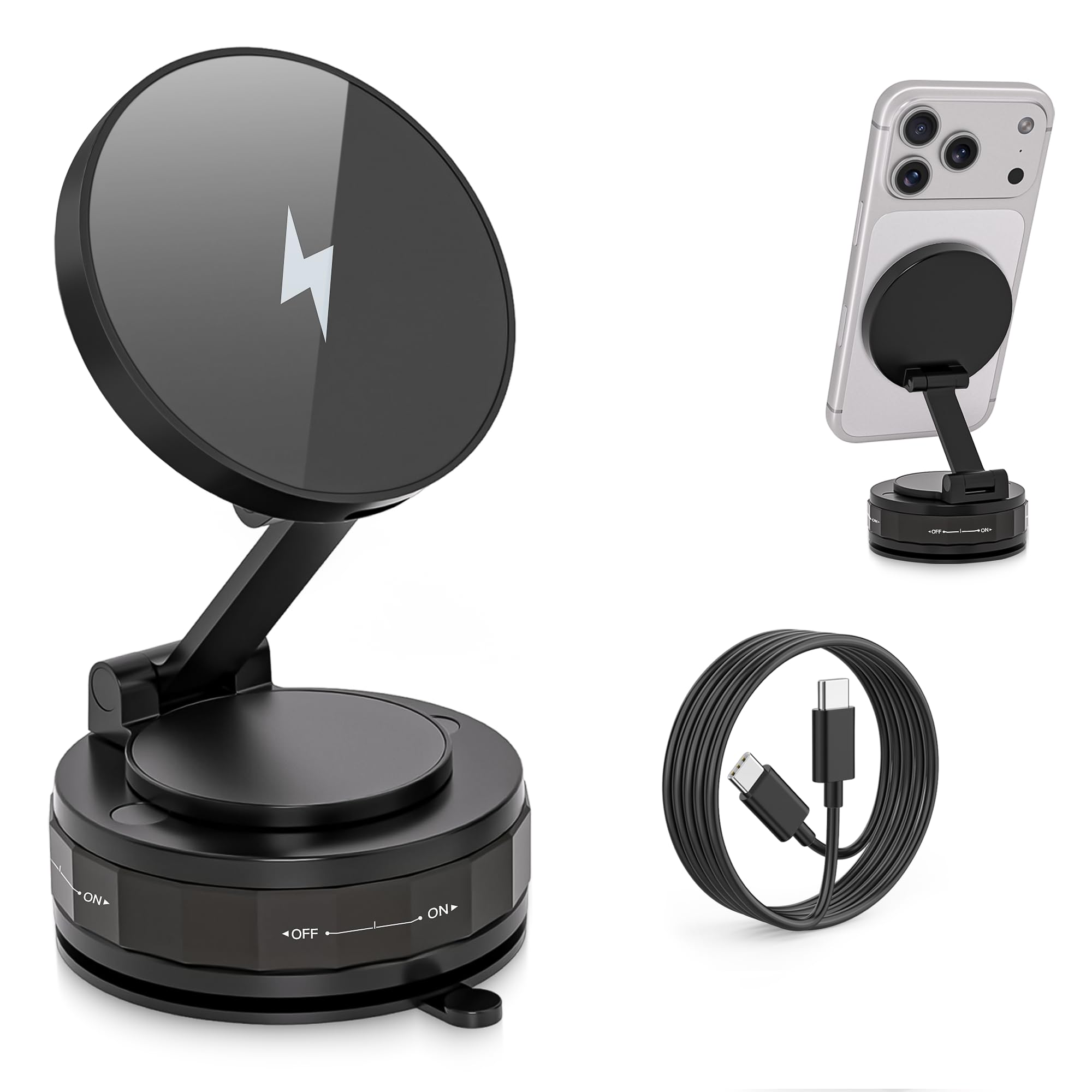 Photo 1 of Mag-Safe Car Mount Charger for iPhone, 15W Magnetic Wireless Fast Charging for Car 360° Adjustable Magnetic Phone Holder Compatible with iPhone 17 16 15 14 13 12 11 X/XS, Samsung S23 Ultra S22 S21 S20