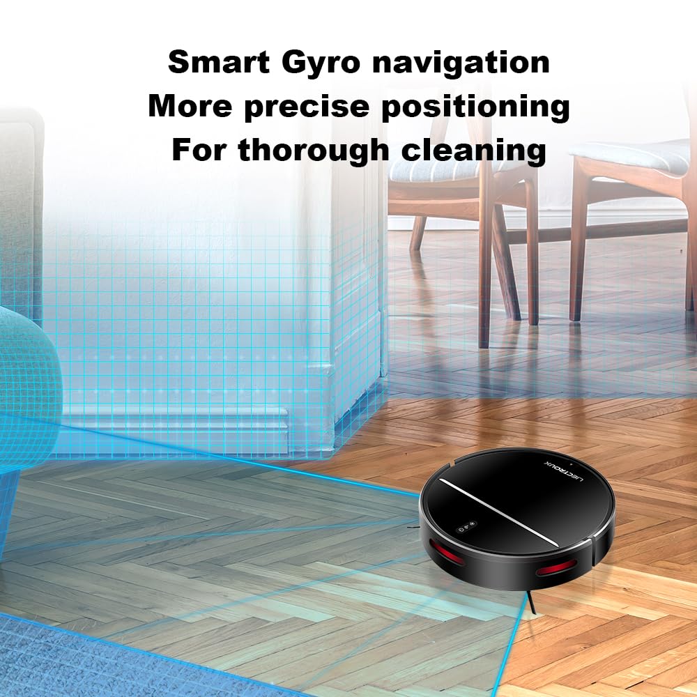 Liectroux M7S Pro 4000Pa robot odkurzający z funkcją wycierania, inteligentny robot odkurzający, inteligentna nawigacja, działa z aplikacją, Alexa i Google Home, czarny