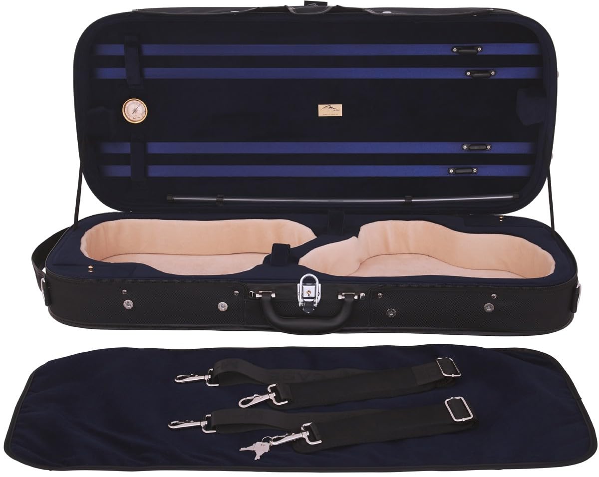 Custodia Doppia Custodia per Violino Duro 4/4 Oblungo Classic Nero - Blu Marino M-case