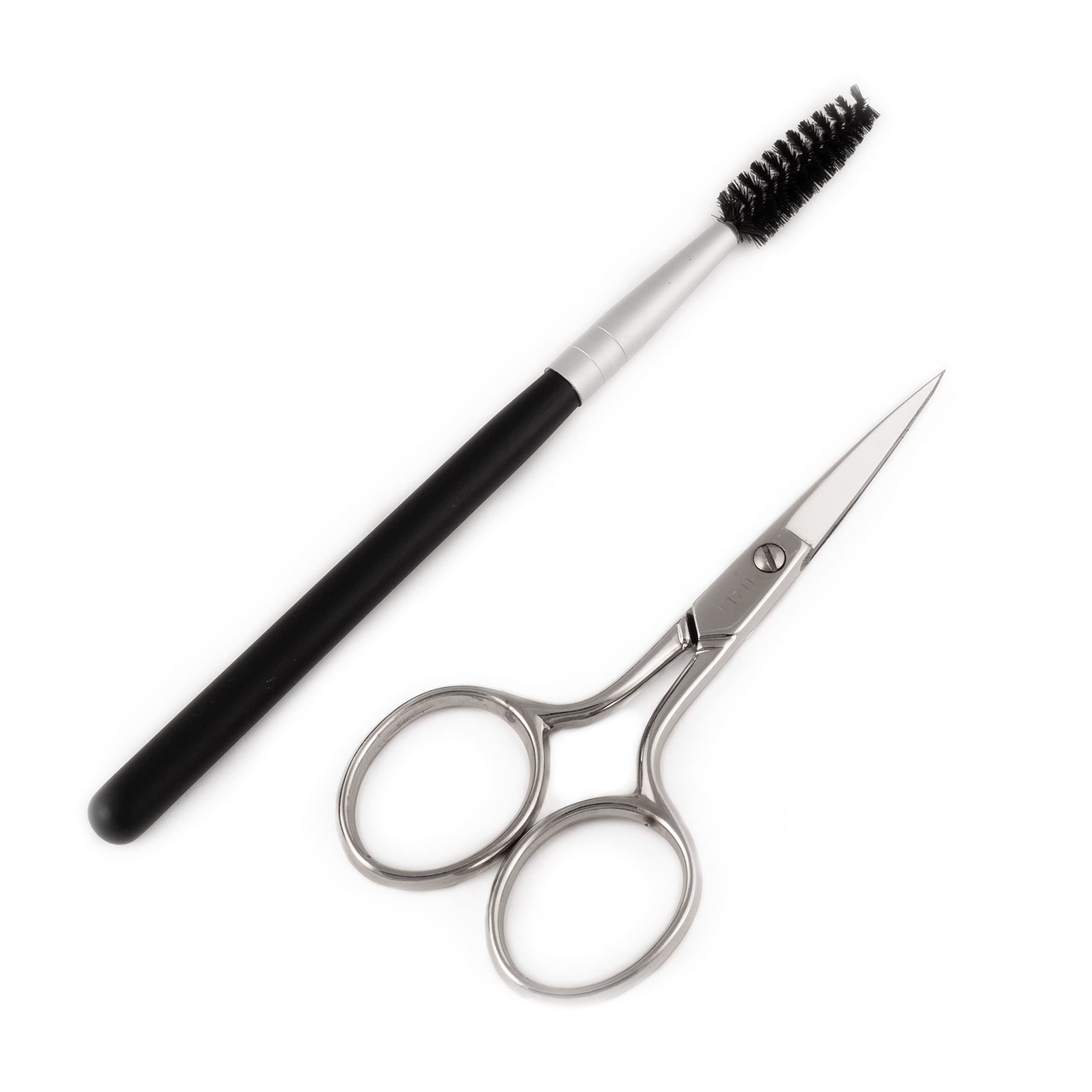 Italy Eyebrow Scissors with Wooden Handle Spoolie Grooming Kit