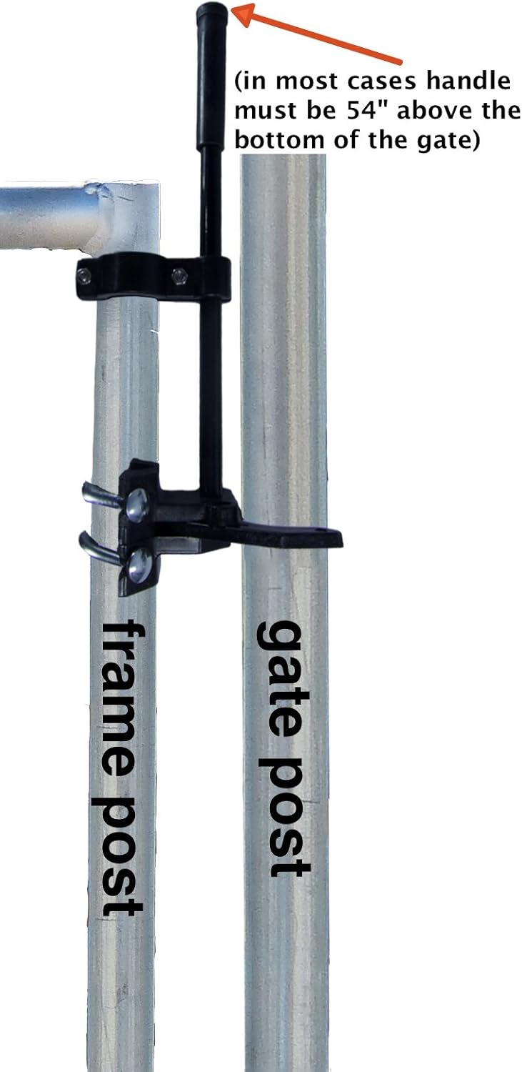 POOL GATE LATCH: Chain Link Child Safety Latch (1-3/8" x 2-3/8") - Push Style Latch for 1-3/8" Gate Frames & 2-3/8" Gate Posts - 1 LATCH